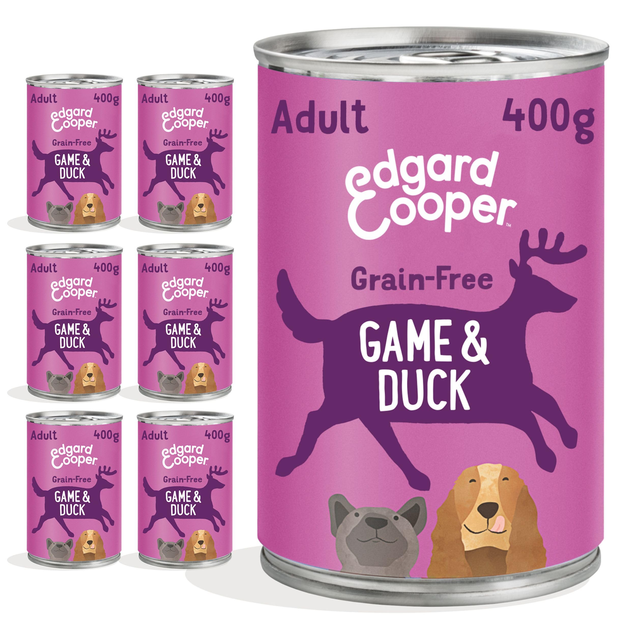 Edgard & Cooper Pienso para Perros Adultos Comida Humeda Natural 400gx6 Venado y Pato Fresco, Alimento Sano, Sabroso y Equilibrados