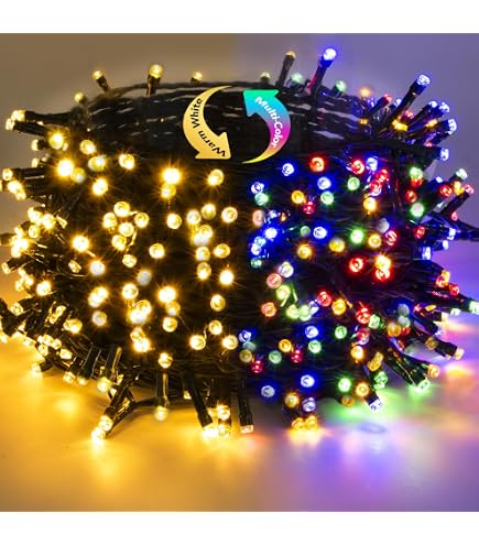 BESCOST Lichterkette Außen 50M 500 LED, Warmweiß & Bunt Lichterkette innen mit Stecker, 11 modi Wasserfeste Lichterkette mit Timer für Outdoor Weihnachten Hochzeit Party, Farbwechsel Beleuchtung