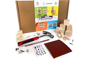 Ash & Co Woodworking Kit for Kids | Carpentry Set for Children | Learn How to use Hammer and Nails | Woodwork Project Kits with Video tutorials | Tools Included