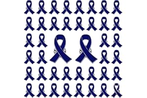 WANDIC - Lot de 50 broches en forme de ruban pour la sensibilisation et l’espoir - Bijou/décoration en métal et émail coloré (bleu foncé)