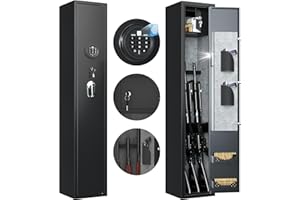 SUPEER Waffenschrank für 1-3 Gewehre,Langwaffenschränke mit Elektronikschloss und Fingerabdrücken, normgerechte Waffenschränke für Langwaffen, Pistolen und Munition