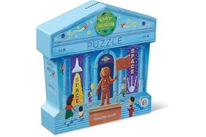 Crocodile Creek-Day at Space Museum-Piece Rompecabezas de Piso, Color Azul/Verde/Naranja/Rojo/Rosa, 18" x 24" (Bertoy 4063-2)