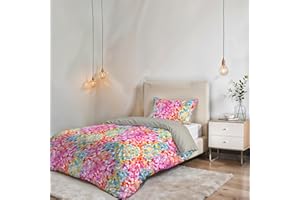 ITALIAN BED LINEN Set Copripiumino Fantasy, Lavorato in Italia - Parure Copri Piumino - Sacco Piumone 200x200 cm con Patella e federa Cuscino, Piazza e Mezza, Spring