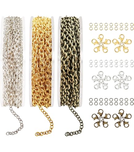 3 M/Set Catene A Maglie A Catena Con Estensione Della Coda Con Anelli Di Salto Chiusure A Moschettone Set Per La Creazione Di Gioielli Catene Per Collana Materiali Per Collana Fai Da Te