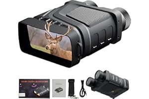 Feelyhee Jumelle Infrarouge Vision Nocturne 1080P, Lunettes de Vision Nocturne de 800m pour Adultes, Jumelles Puissante Vision Nocturne pour Chasse avec Zoom Numérique 5X(Piles Non incluses)