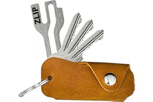 EL BICHO® Vigo I skórzany organizer na klucze z ZLIP® and Slide ze stali nierdzewnej, organizer na klucze do kluczy, etui na 1-6 kluczy