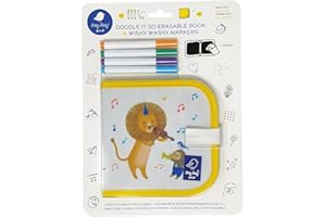 Jaq Jaq Bird 1108078 Livre de coloriage à craie effaçable avec 4 stylos Wishy Washy pour enfants à partir de 3 ans, planche à dessin réutilisable pour la maison et les déplacements