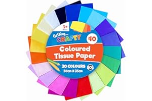 SOL 40pk Coloured Tissue Paper for Wrapping Gifts 50cm x 35cm Sheets for Packaging, Coloured Tissue Paper for Crafts, Arts, Gift Bags - Bright Rainbow Art Papers, Gift Wrapping & Party Decorations