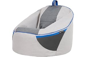 PLAY-R1 Alpha Kids Bean Bag, Grey, Gaming Chair for Kids, Bean Bag with Filling Included for Girls and Boys, Childs Chair, Beanbags for Children, Gaming Room, Playroom Décor, Bedroom Accessories