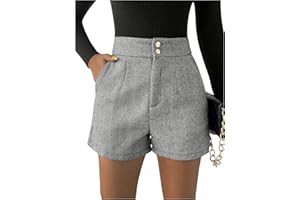 SOLY HUX Damen Elegant Shorts Gerade Kurze Hose Freizeitshorts Winter Shorts Casual Outfit Herbst Casualshort mit Taschen