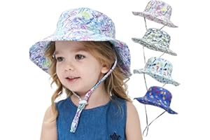 YANWANG Baby Kids Adjustable Bucket Sun Hat, UPF 50+ Sun Protection Beach Cap for Toddler Boys Girls