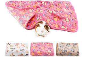 HYLYUN Couverture de Cochon d'Inde, 3 Pièces Couvertures en Peluche pour Petit Animal Lavable Doux Tapis de Hamster Chaud Cochon d'Inde Lapin Chinchilla Hérisson (60 * 40cm)
