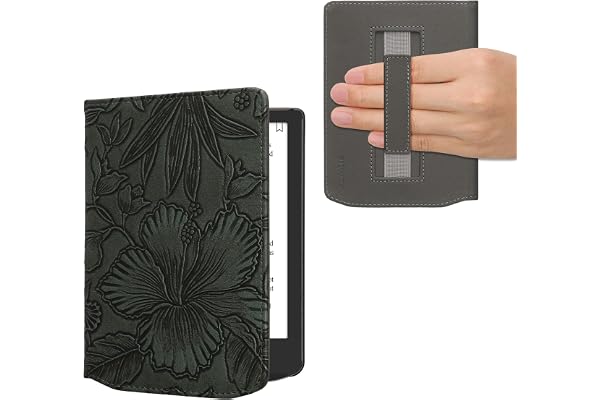 kwmobile Étui Compatible avec Pocketbook Verse/Pro/Color/Vivlio Light/Light HD Coque - Étui à Rabat magnétique Tablette eReader Similicuir avec Sangle - Vert