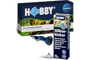 HOBBY Aquaristik Silikonkleber I 75 g Tube I hochelastischer Silikon für Aquarien I alterungs- & witterungsbeständiger Aquarien-Silikon I Aquarienkleber UV- & temperaturresistent I transparent