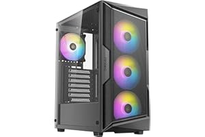 ANTEC Serie AX AX61 Elite, pannello frontale in rete ad alto flusso d'aria, 4 ventole ARGB da 120 mm incluse, pannelli laterali in vetro temperato, fino a 8 ventole contemporaneamente, supporto