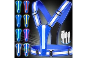 ‎TOPWARD Topward Led Warnweste Sicherheitsweste für Fahrrad Motorrad Auto Joggen - 360°reflektierendes Band mit Ultrahellen Licht, Verstellbare, wiederaufladbar per USB-C, Warnwesten für Kinder und Erwachsene