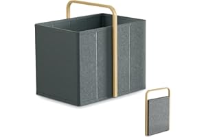 Vireon Faltbarer Wäschekorb mit Henkel 65L aus Bambus-Stoff (Dunkelgrau) – Klappbarer Aufbewahrungskorb für Schlafzimmer & Badezimmer, Wäschewanne Laundry Storage Baskets