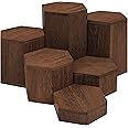 BELLE VOUS Wooden Hexagon Display Risers (6 Pack) - Wood Showcase Stands for Shelves and Countertops - Step Plinths for Jewellery, Retail, Figures, Cupcakes and Desserts