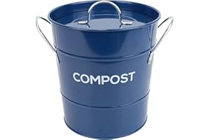 THE CADDY COMPANY Metal Kitchen Compost Caddy - Composting Bin for Food Waste Recycling (Dark Blue)