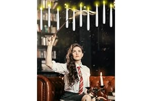 CHLDYCST Candele LED Senza Fiamma con Telecomando a Bacchetta Magica, senza fiamma, a batteria, per decorazione natalizia, matrimonio, Halloween, festa di compleanno (candele sospese 10)