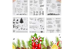 ‎FORHOME Forhome 6PCS Stempel Weihnachten, Weihnachtsstempel, Blätter Clear Stamp Weihnachten, Stempelset, Silikonstempel Winter, Clear Stempel Set für DIY Scrapbooking Fotoalbum