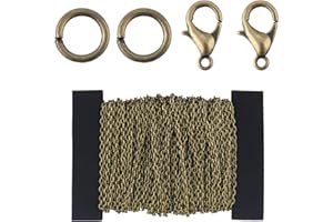 Coolty 39 Piedi / 13 Iarde Collana a catena placcata con 30 moschettoni e 100 anelli di salto per collane, gioielli, accessori fai da te (Bronzo)