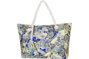 DonDon Grande borsa da spiaggia idrorepellente con cerniera Borsa a tracolla Shopper Modello Paisley colorato