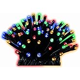 Lumineo 494116 LED Twinklelights, Outdoor, 6 m, 80 Lights, Black Cable, Colourful Diodes