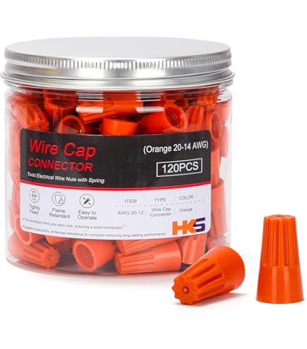 AKOAK 50-Pack Orange Screw-On Wire Connectors - 22-14 AWG, UL Listed, Heat Resistant