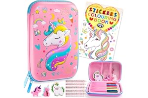 Dromlag Cadeau Fille 3 4 5 6 7 8 9 10 Ans, Malette Dessin Enfant Trousse Crayon Jouet Fille 3 4 5 6 7 Ans Feutres Coloriage Enfants Crayon de Couleurs Enfant Kit Dessin Licorne