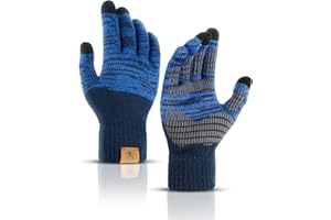 INSISMY Gants Hiver pour Homme Femme Gants Tactiles avec Doublure Polaire Thermique en Tricot Doux Manchette Élastique Paumes Antidérapantes pour Smartphone Conduite Vélo Moto