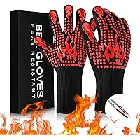 Yumcute Grillhandschuhe Hitzebeständig, 800 Grad Hitzebeständige Topfhandschuhe Tutschfeste Kochhandschuhe…