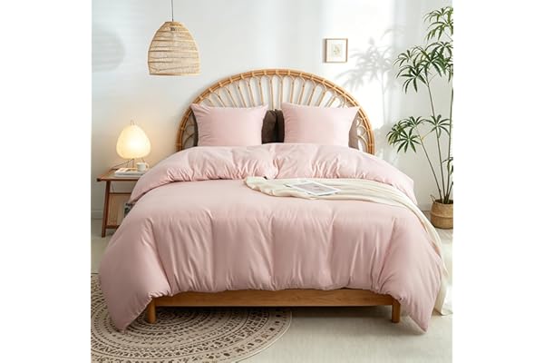 AYSW 16 Couleurs Sets de Housses de Couettes 240x260 cm Double Fermeture Éclair 3 Pièces Microfibre Brossée 100 Fils/cm² + 2 Taies d'oreiller 65x65 cm Rose Parure de Lit Adulte 2 Personnes