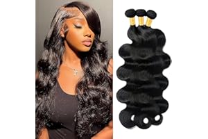 NICMISS Cheveux humains Bundles Body Wave Bundles 100% Unprocessed Brazilian Virgin Hair 3 Bundles Body Wave Hair Extensions for Black Women Natural Color 22 24 26 inch