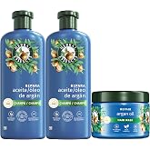 Herbal Essences Argan Shampoo 2 x 350ml + Mask 500ml for Damaged Hair | Intense Hydration for Softer, Silkier Hair, with Natu