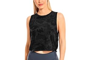 CRZ YOGA Mujer Crop Top Camiseta Sin Mangas de Fitness Ropa Deportiva Cuello Redondo