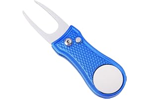 Mile High Life All Metal Foldable Golf Divot Tool with Pop-up Button & Magnetic Ball Marker (Multi-Colors/Shape)