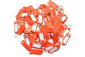 van den Heuvel Schlüsselanhänger orange | 100 Schlüsselanhänger Rohlinge zur Beschriftung | Schlüsselschild mit Ring zum Beschriften und Auswechseln | extra stabile Schlüssel Beschriftungsschilder