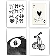 okaxscm Black Coquette Trendy Preppy Wall Art Prints Set of 4, Coquette Room Decor, Preppy Room Decor Aesthetic, Black Bow Disco 8 Ball Cherry Wall Decor Posters for Girls Bedroom Dorm, 12x16 Unframed