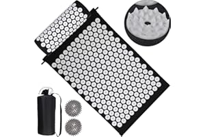 VINTEAM Acupressure Mats with Pillow Massage Mat for Back Neck Relief Massage, Pranamat Yaga Mat with Carry Bag