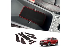 BIXUAN Kodiaq 2024 kompatybilne z Skoda Kodiaq 2017-2023, 2024, maty antypoślizgowe, do konsoli środkowej, podłokietników, gumowych mat na napoje, 9 antypoślizgowych szwów drzwiowych, mata szczelinowa