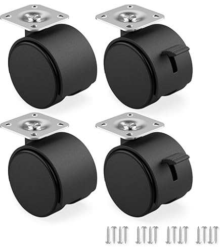 Gedotec-meubelwielen zonder rem Kunststof transportwielen 40 mm | aanschroefbare transportwielen | draagvermogen 30 kg | set van 4 - zwenkwielen met aanschroefbare plaat 38 x 38 mm