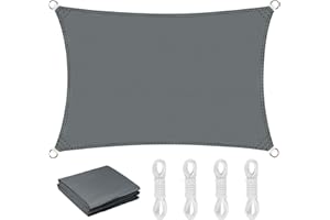 AFXXE Voile D'ombrage, Voile Ombrage 3x4m Rectangulaire, Toile Ombrage Imperméable Offre Une Protection Contre Les UV, Voiles d'ombrage pour Patio Être Applicable Jardins, Balcon et pergola(Gris)