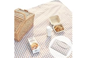 ESLA Picnic Blanket Waterproof Foldable in Large 80x60in and Extra Large 80x80in Cute Gingham Portable Compact Beach Blanket Oversized XL Outdoor Mat 234