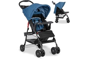 ZIZITO Buggy Kinderwagen Buggy Klein Zusammenklappbar Liegeposition mit Sonnenverdeck und Rückenlehnenverstellung Kinderwagen Baby Wagen Baby Shopper (Blue Adel)