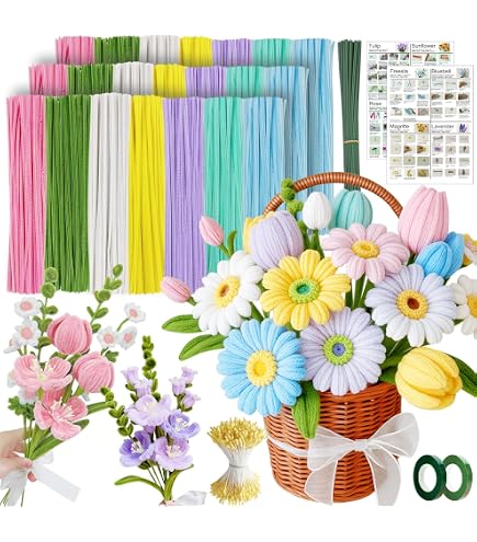 400 Stück Pfeifenreiniger Blumen Set, Pfeifenputze Produktbild-Vorschau 6