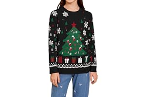 Becotal Suéteres feos de Navidad para mujer 2024, divertidos suéteres de Navidad de manga larga, suéteres de Papá Noel