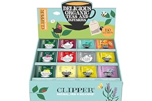 CLIPPER NATURAL, FAIR & DELICIOUS CLIPPER – Coffret Découverte Thés et Infusions Bio Assortis – 180 Sachets Non Blanchis – Grand Format Dégustation – Idée Cadeau - Restauration - 374 g