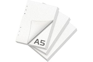 CRIVEPLE 3 Confezioni di Ricarica di Carta A5, 180 Fogli di Carta a Quadretti con 6 Fori Formato A5, Ricariche di Cartas per Appunti, Agende, Planner, Diari, Schizzi