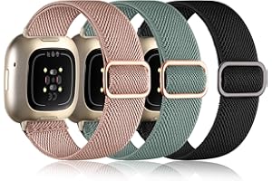 ‎OIELAI Oielai 3 Stück Armband Kompatibel mit Fitbit Versa 3 Armband/Fitbit Versa 4 Armband/Fitbit Sense 2 Armband/Sense Armband Damen Herren, Weich Elastisch Nylon Sport Ersatzband für Versa 4/Versa 3/Sense